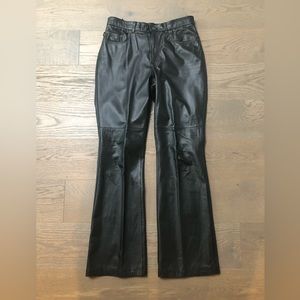 Women’s Ralph Lauren black leather boot legged pants
